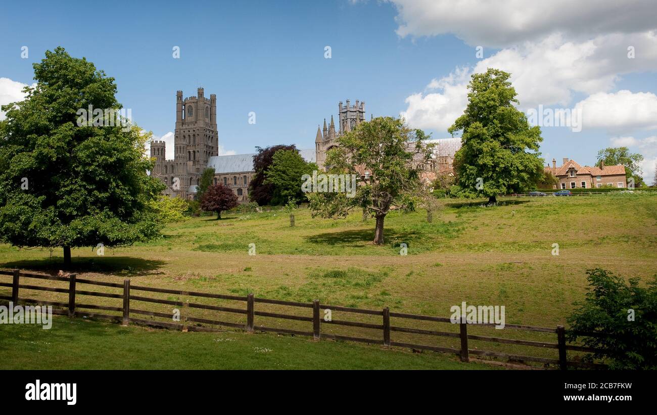 Blick auf Ely Cathedral, Ely, Cambridgeshire, England. Stockfoto