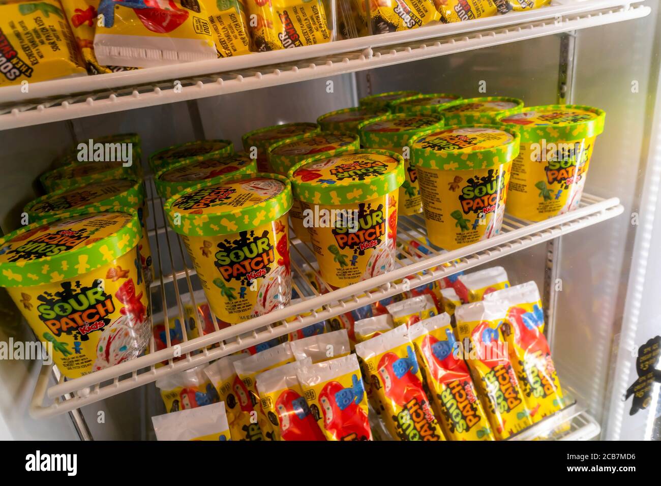 Markeneis im Mondelez InternationalÕs Sour Patch Kids Store im New Yorker Stadtteil Noho am Eröffnungstag, Donnerstag, 6. August 2020. Dies ist die 35 Jahre alt Ketten erste Lager. (© Richard B. Levine) Stockfoto