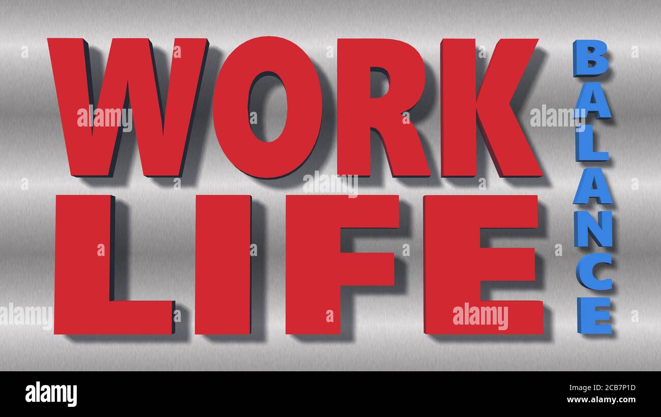 WORK LIFE BALANCE Schriftzug - Buchstaben mit Schatten auf Metall ...