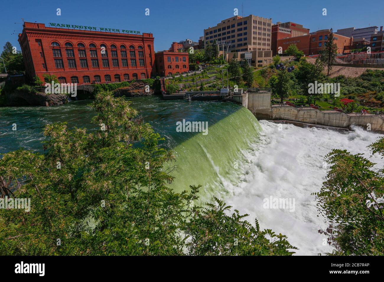 Spokane River Wasserfälle, Spokane WA Stockfoto
