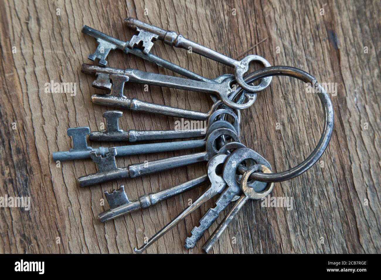 Vielzahl von Vintclage Skelett Schlüssel auf Ring, Kalifornien. Stockfoto