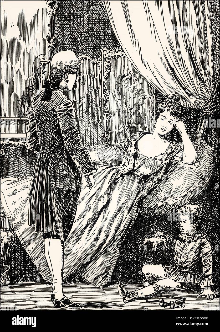 Aurelie und Wilhelm, , Szene aus dem Roman Wilhelm Meisters Lehrjahre von Johann Wolfgang von Goethe Stockfoto