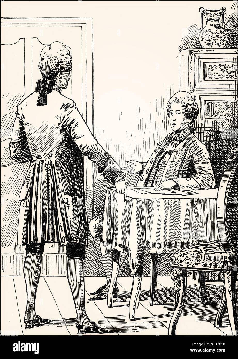 Laertes und Wilhelm, Szene aus dem Roman Wilhelm Meisters Lehre, Wilhelm Meister Lehrjahre, von Johann Wolfgang von Goethe Stockfoto