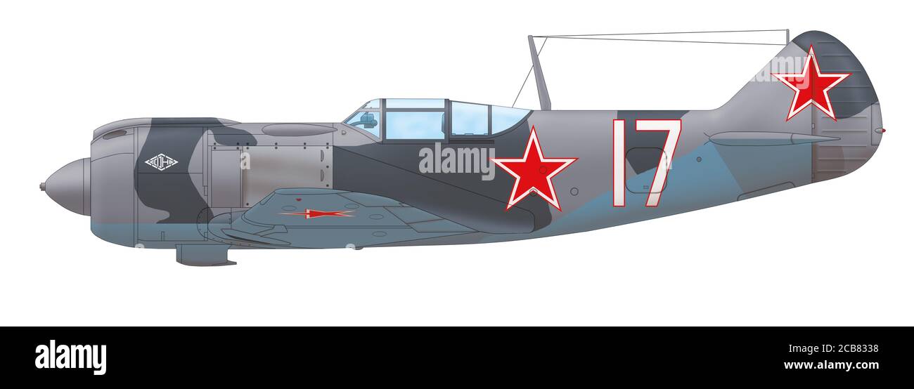 Lavochkin La-5FN pilotiert von Leopold Šrom vom 1. Tschechoslowakischen unabhängigen Jagdflugregiment, Slowakischer Nationalaufstand, September 1944 Stockfoto