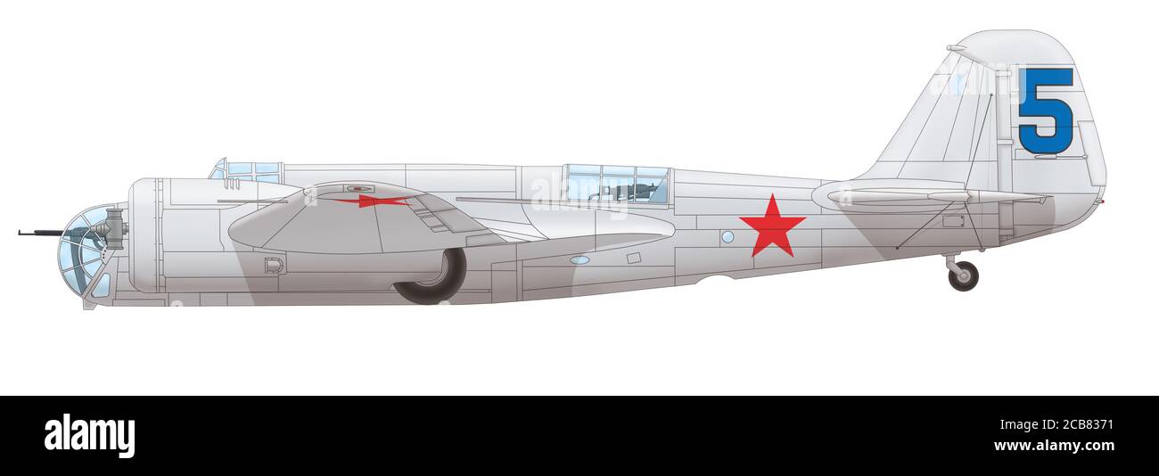 Tupolev SB M-100 des 10. Luftfahrtregiments der Seefahrt der Pazifikflotte während der Schlacht am See Khasan, Sommer 1938 Stockfoto