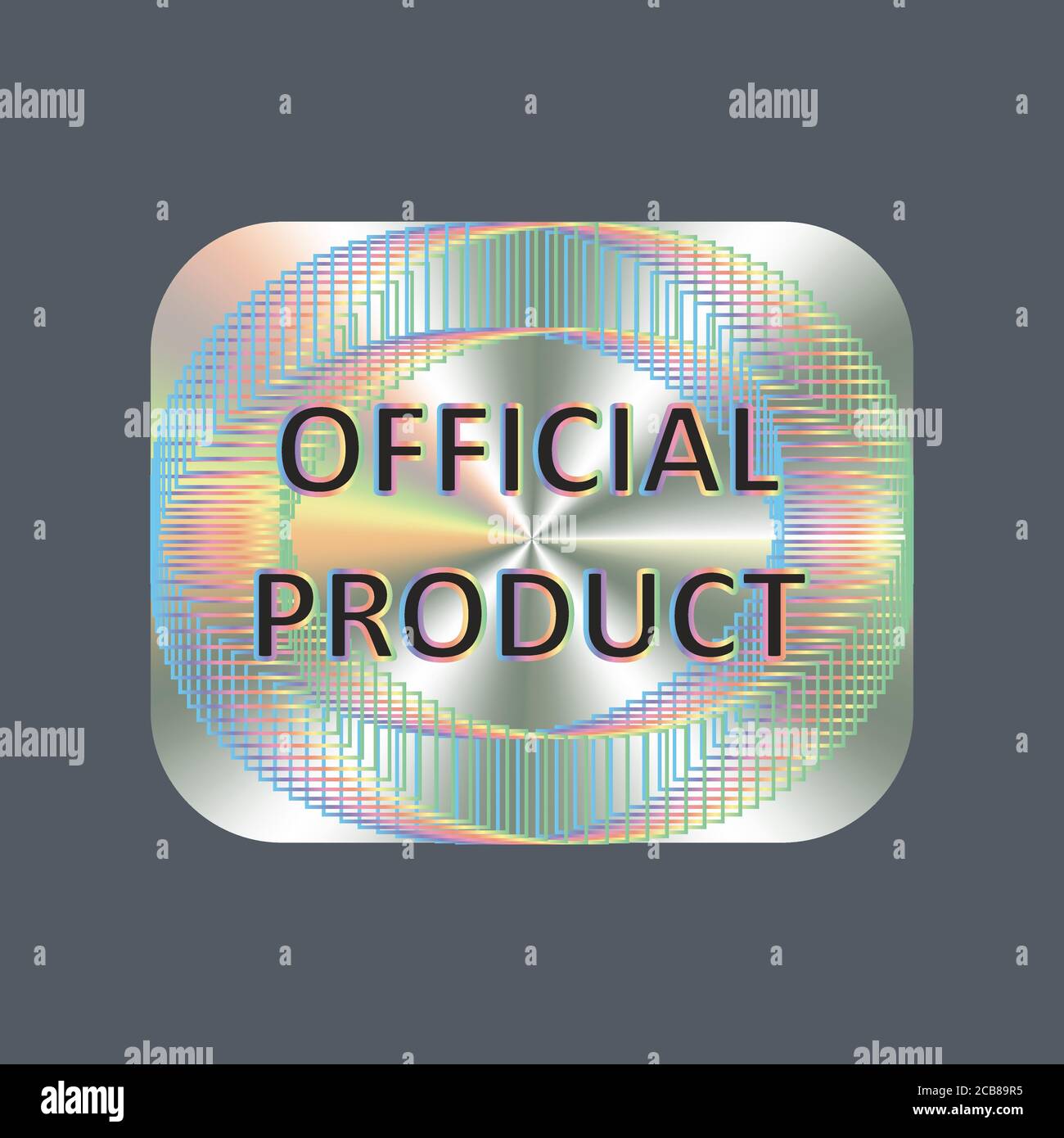 Offizielles Produkt quadratische Hologramm realistische Aufkleber, Abzeichen, Symbol. Vector Aufkleber für Produktqualitätsgarantie und Etikettendesign. Offizieller Produktanhänger Stock Vektor