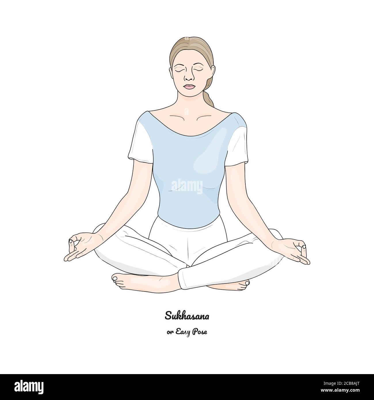 Sukhasana Oder Easy Pose Mit Chin Mudra Yoga Praxis Vektor Stock Vektorgrafik Alamy