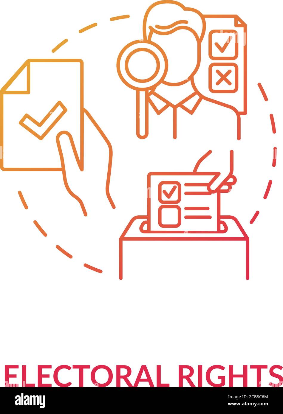 Wahlrecht Konzept Symbol. Recht zu wählen Idee dünne Linie Illustration. Wahlrecht. Regierung. Präsidentschaftswahlen. Menschenrechte. Regierung. Vect Stock Vektor