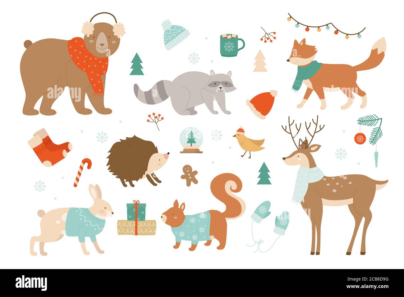 Clip-Art Set Wintertiere mit Schild – Unterrichtsmaterial im Fach