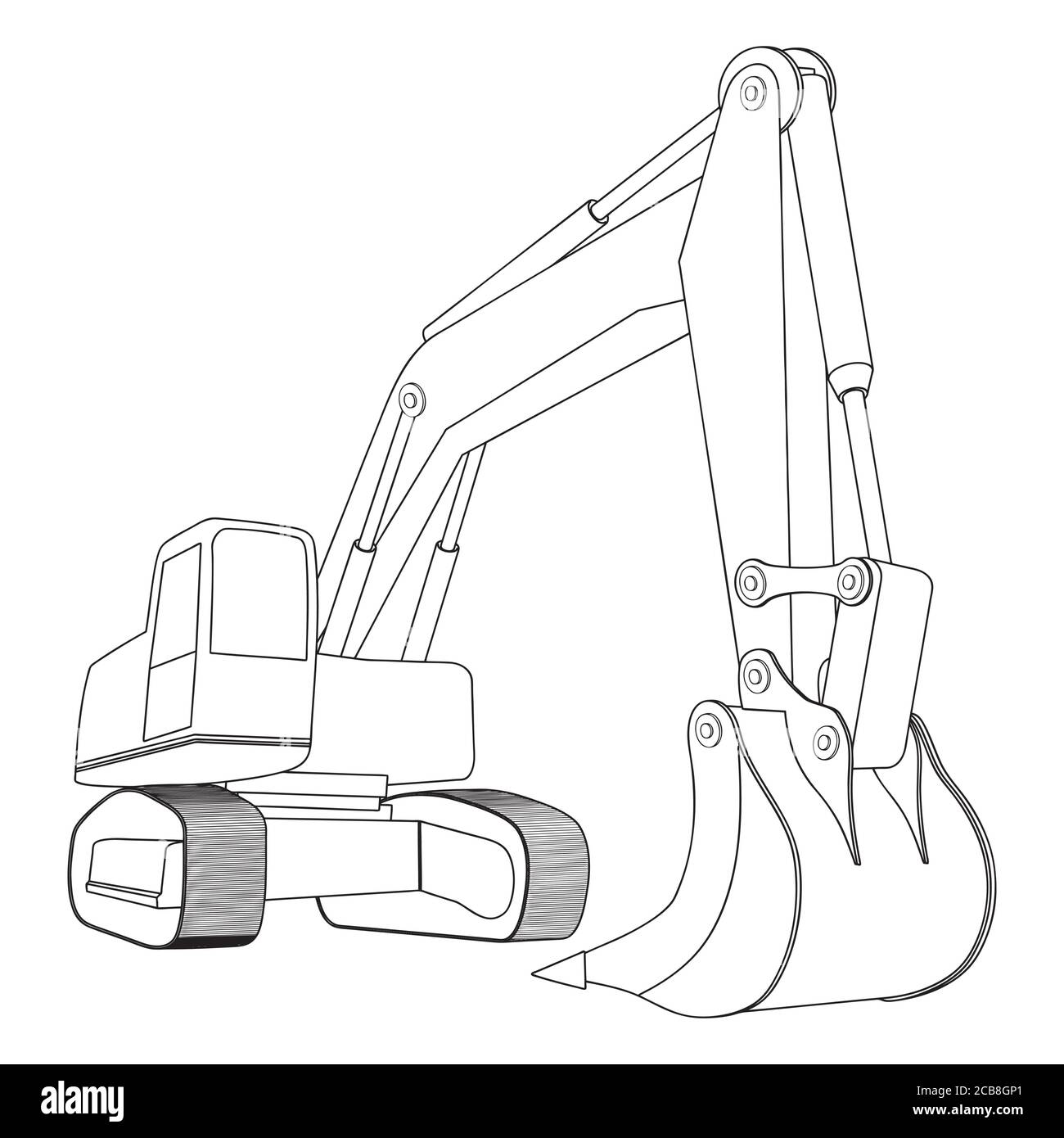 Bagger, Gelber Bagger, Baufahrzeuge. Einfaches Baggerkonzept. Kann in Web und andere Design-Zwecke für Baufirma verwendet werden. Stock Vektor