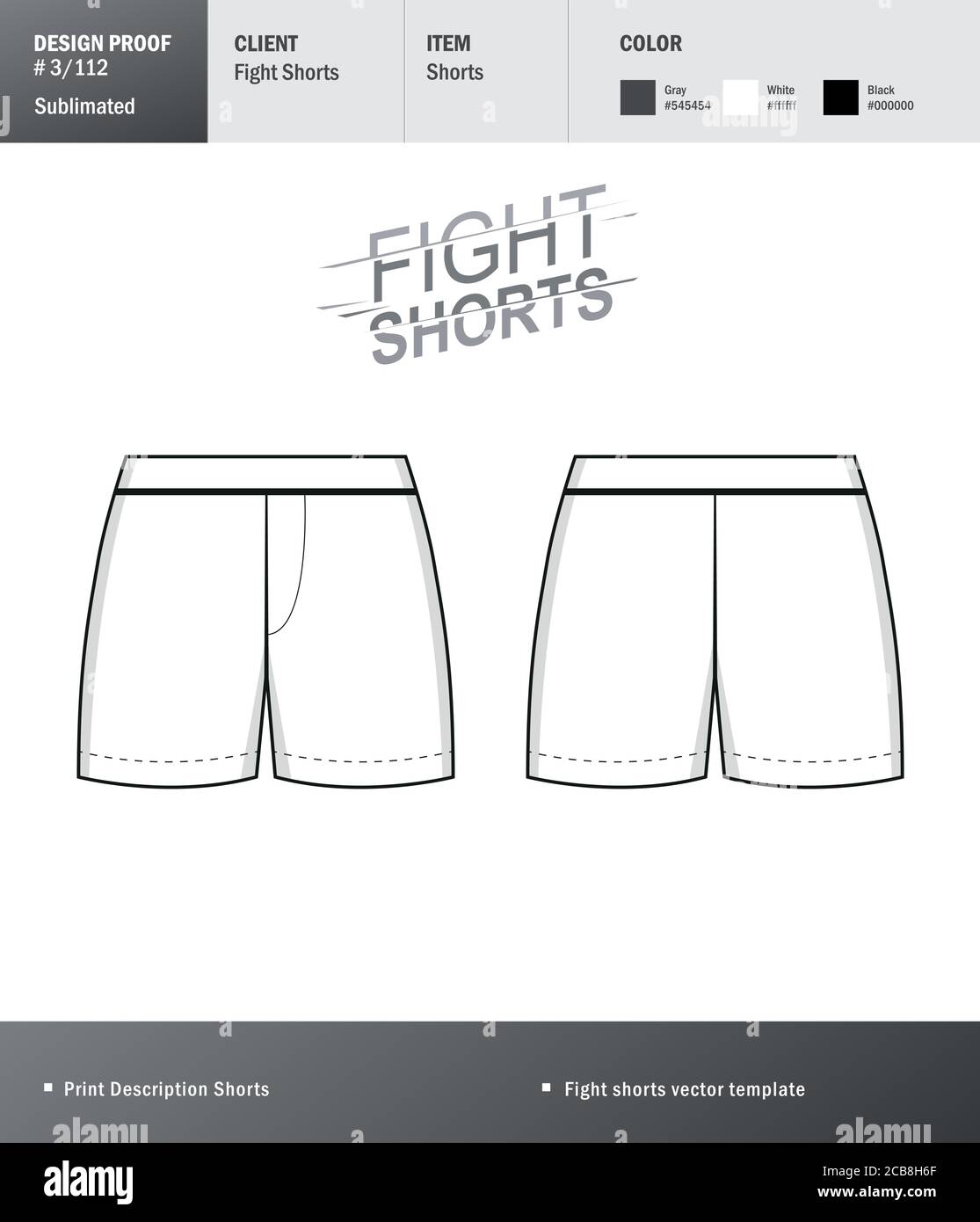 Vektor Kampf Shorts Vorlage für Ihr Design. Template Sport Short für dein Design Stock Vektor