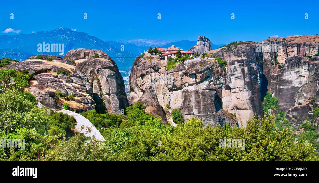 Klöster von Meteora - berühmte religiöse Wahrzeichen von Zentral-Griechenland Stockfoto