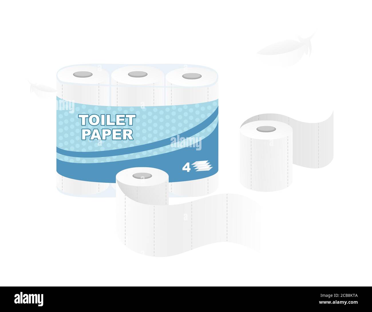 Weiße Rolle Einweg-WC Papier Pack Design Papier Rolle Paket Mit weichen Ebenen flache Vektorgrafik isoliert auf weißem Hintergrund Stock Vektor