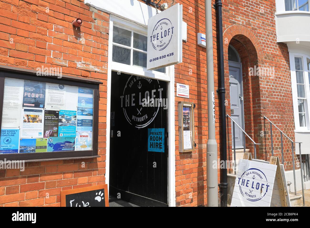 The Loft Bar & Restaurant, neuer Feinschmecker-Veranstaltungsort am Custom House Quay in Weymouth Harbour, in Dorset, Großbritannien Stockfoto