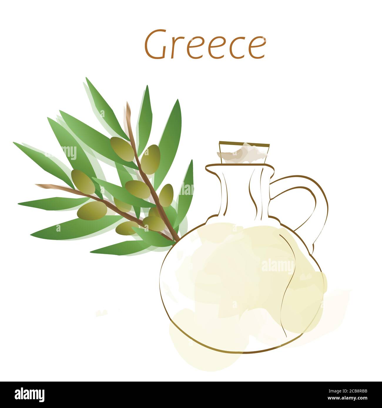 Traditionelles griechisches Olivenöl Vektor Illustration - Olivenbaum Illustration - Griechenland-Logo Stock Vektor