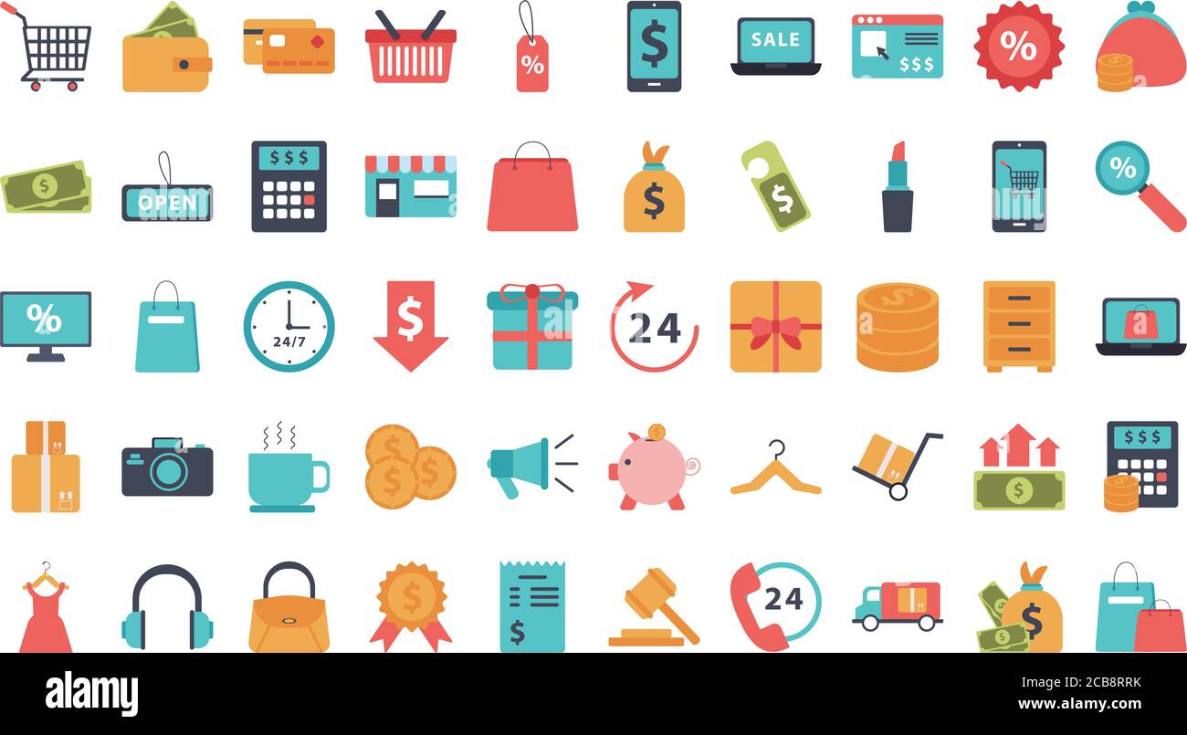 Bundle von fünfzig Shopping-Set Sammlung Icons Vektor Illustration Design Stock Vektor