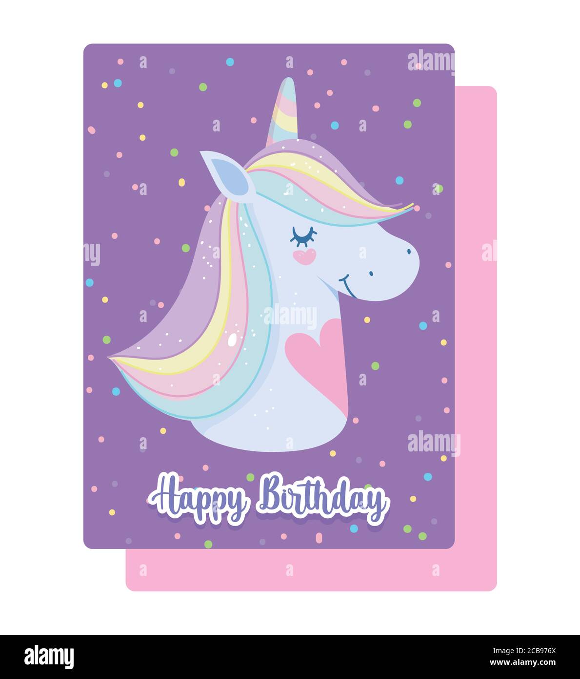 Alles gute zum Geburtstag Einhorn mit Herzen Regenbogen Horn Haar