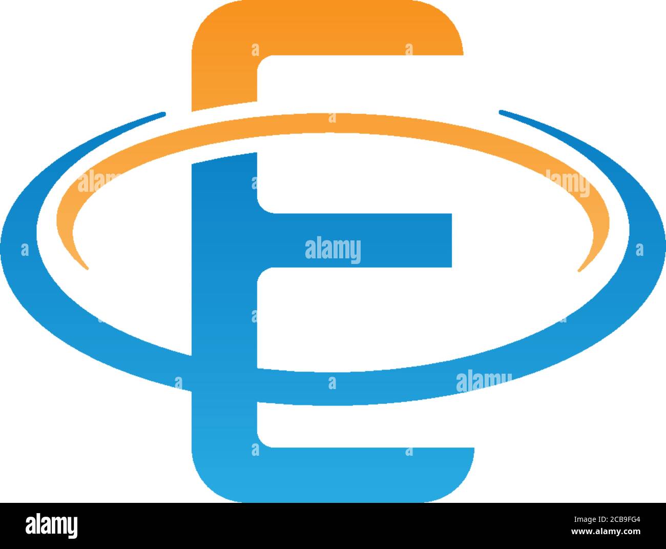 E Buchstabe Kreis Logo, Konzept Buchstabe E + Symbolkreis Stock Vektor