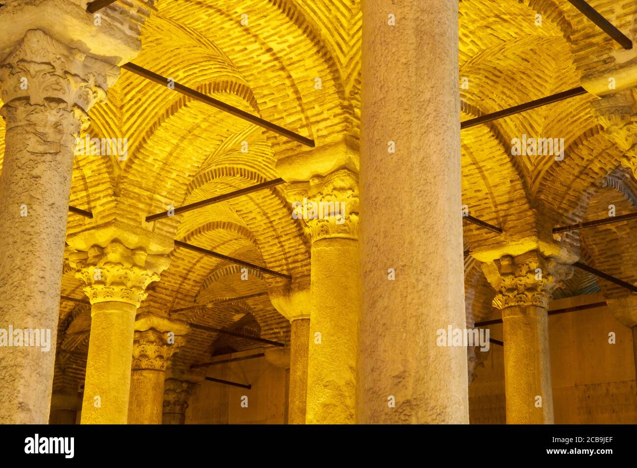 Innenraum der Basilika Zisterne oder versunkene Zisterne. Sultanahmet. Istanbul. Türkei. Stockfoto