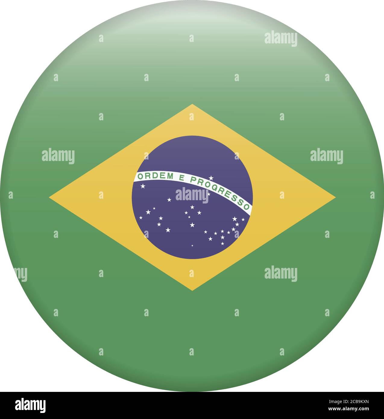Brasilien Flagge Knopf auf weiß Stock Vektor