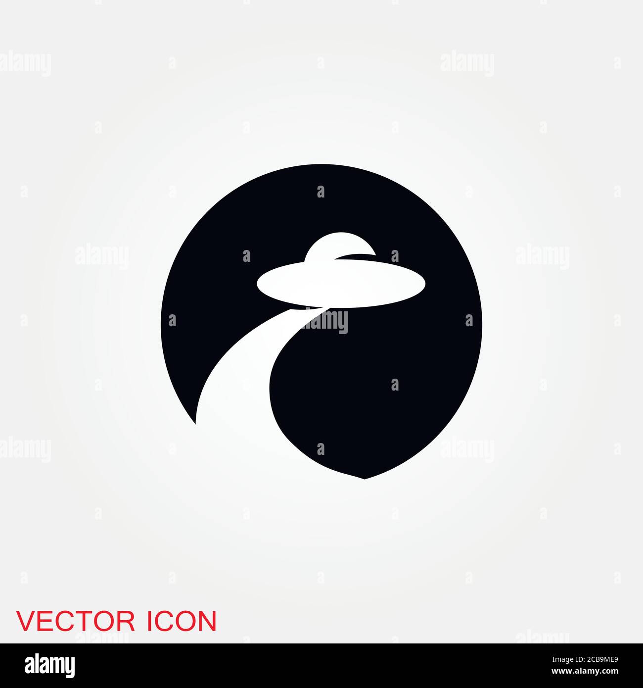 UFO Alien Untertasse - nicht identifiziertes fliegendes Objekt Linie Kunst Vektor-Symbol Stock Vektor