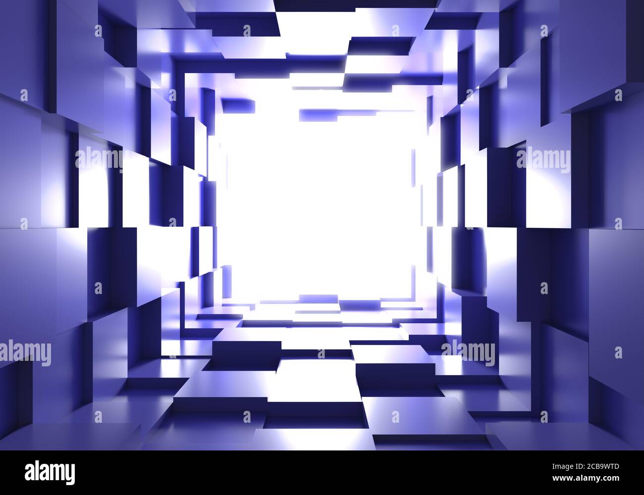 Tunnel Cube box Hintergrund Licht 3D-Illustration Stockfoto