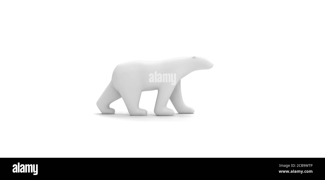 Weißer Bär auf weißem Hintergrund 3D-Rendering Stockfoto