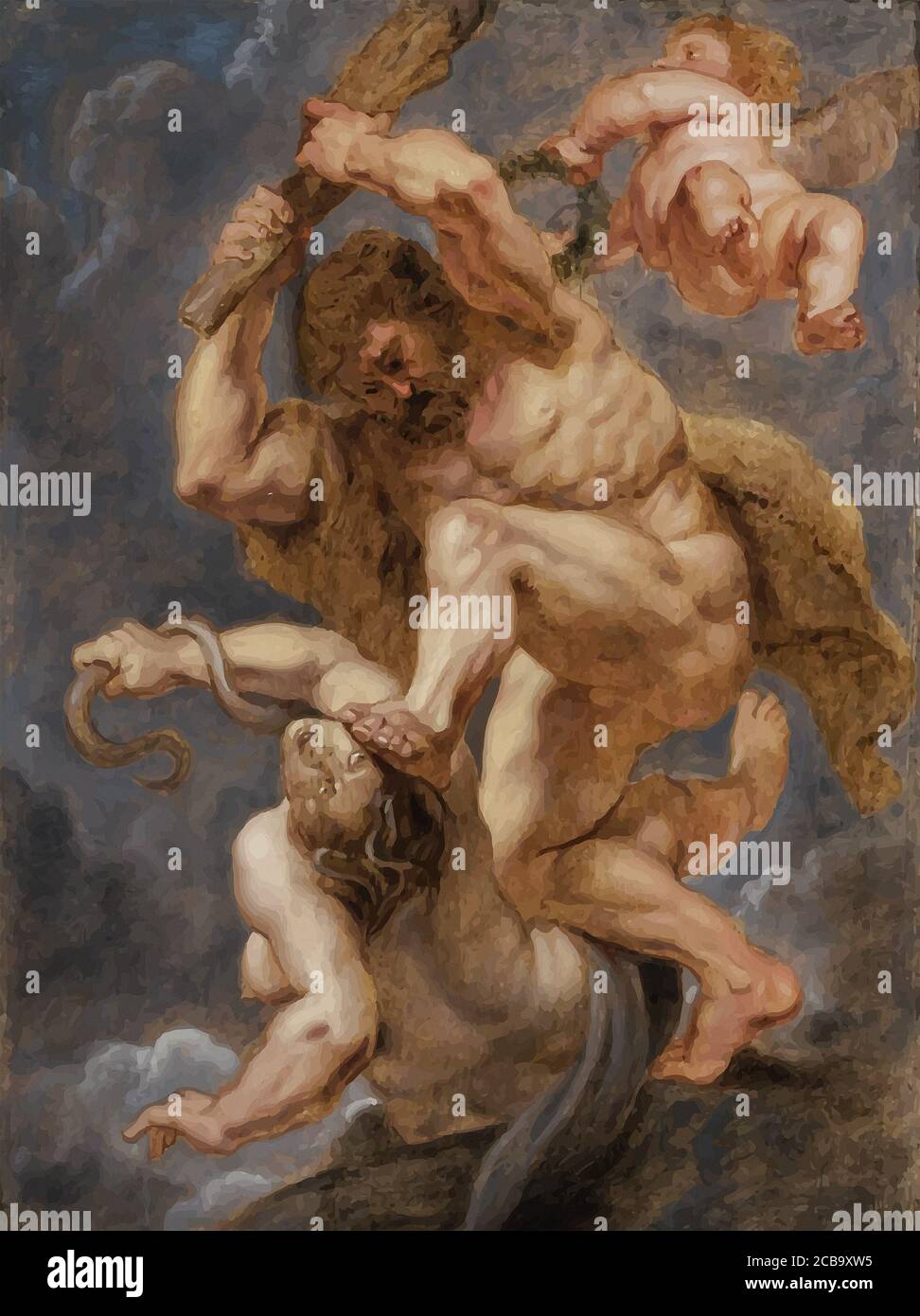 Mein Digital veränderte den Herkules als heldenhafte Tugend, die Unfrieden überwindet von Peter Paul Rubens 1633. Museum of Fine Arts in Boston, USA Stockfoto