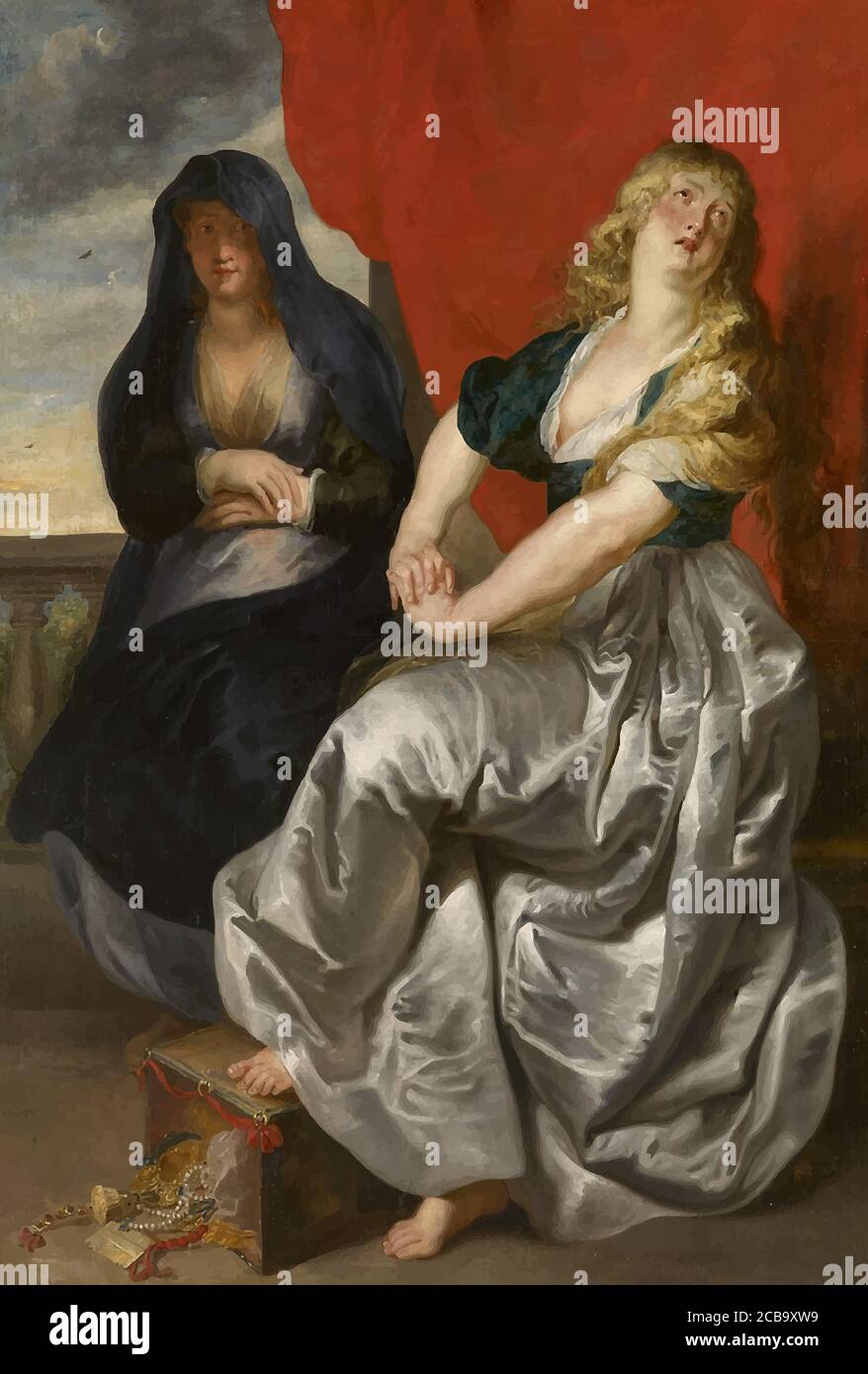 Meine digitale verändert die reuige Magdalena und ihre Schwester Martha von Peter Paul Rubens 1620. Museum für Kunstgeschichte in Wien, Österreich Stockfoto