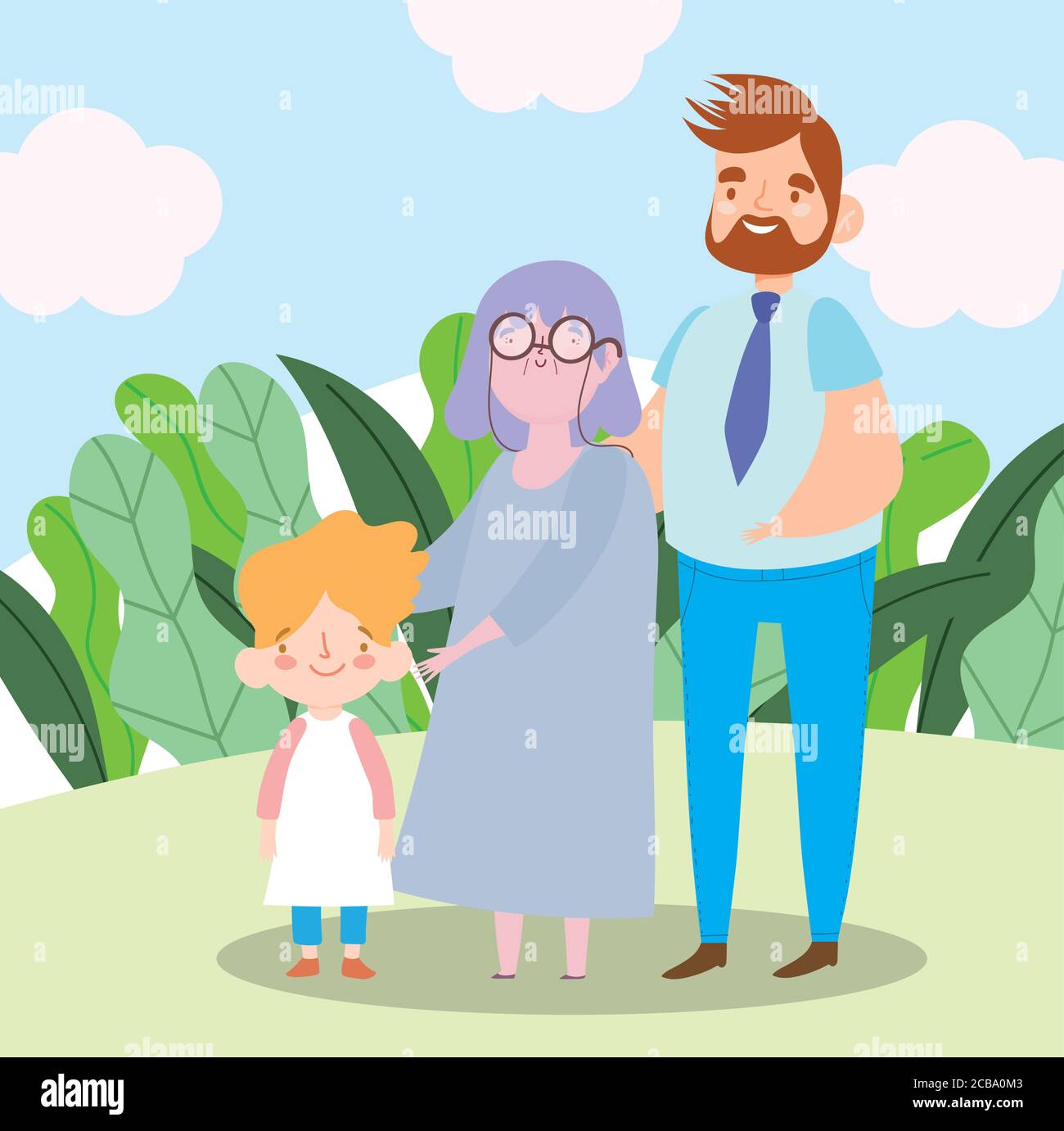 Familie Oma mit Sohn und Enkel zusammen Cartoon Charakter Vektor Abbildung Stock Vektor