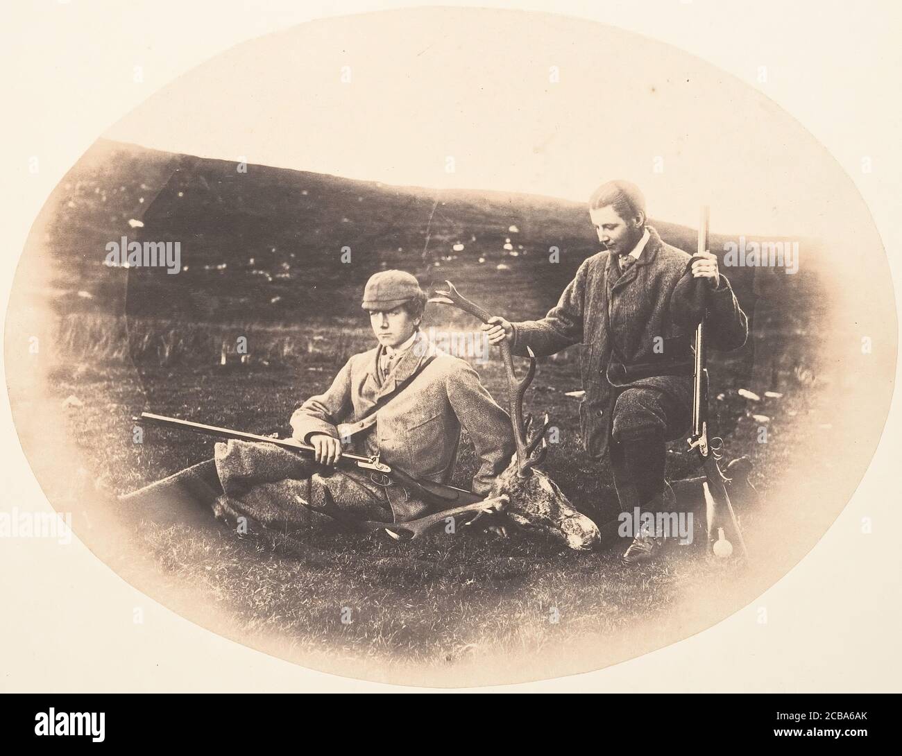 NED und Colin Ross mit Hunt Trophy, ca. 1857. Stockfoto