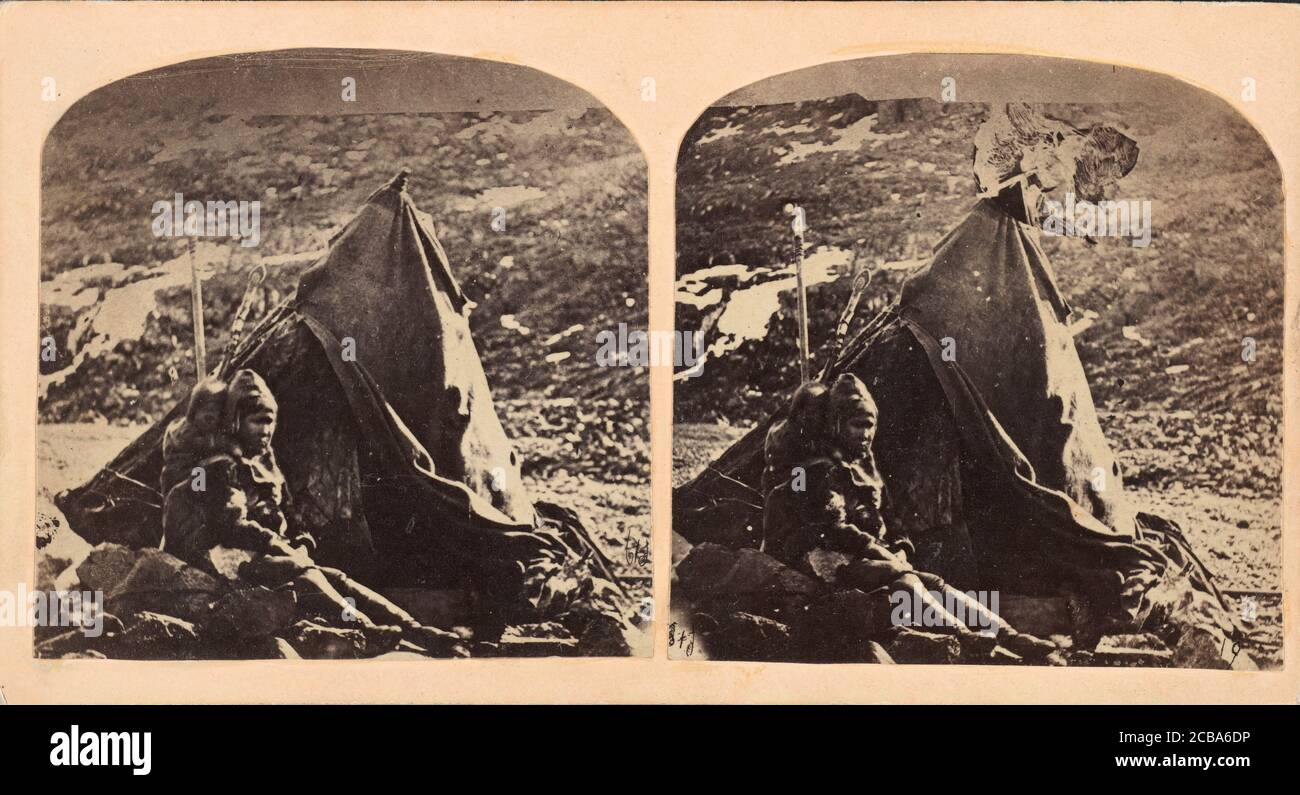 Esquimau avec sa tente, ca. 1859. Stockfoto