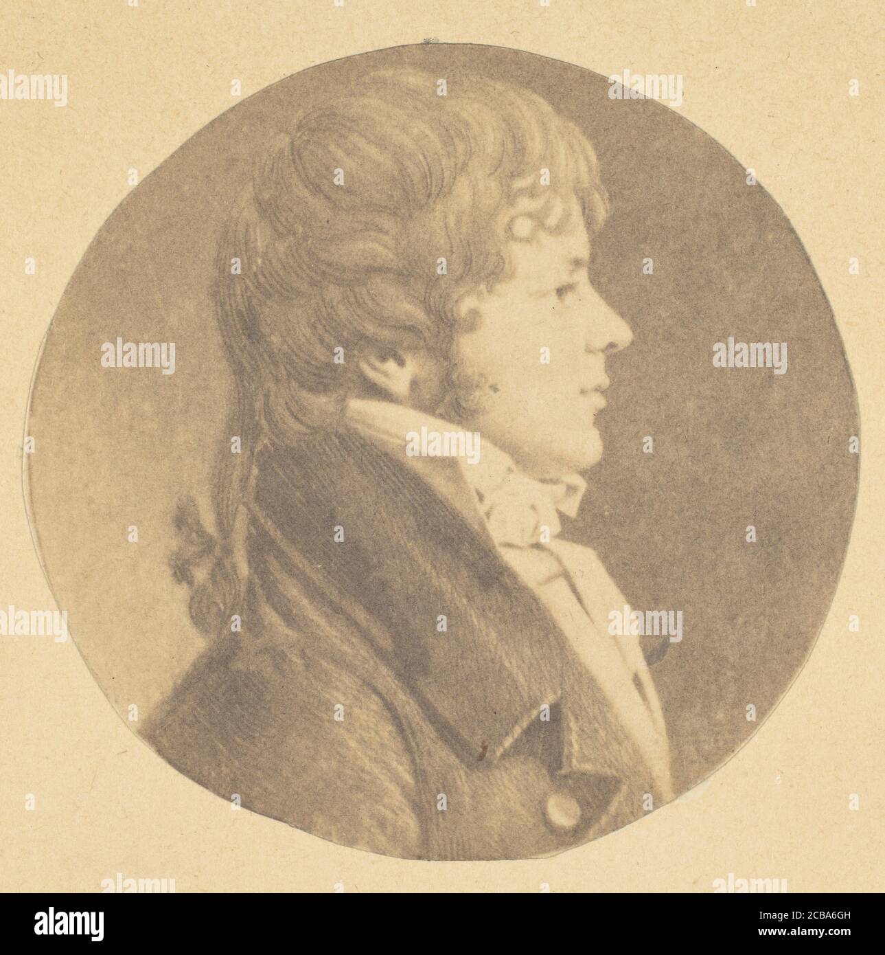 Mezzotint Porträt eines jungen Mannes in Profil, aus der St. MEMIN Sammlung von Porträts, 1862. Stockfoto