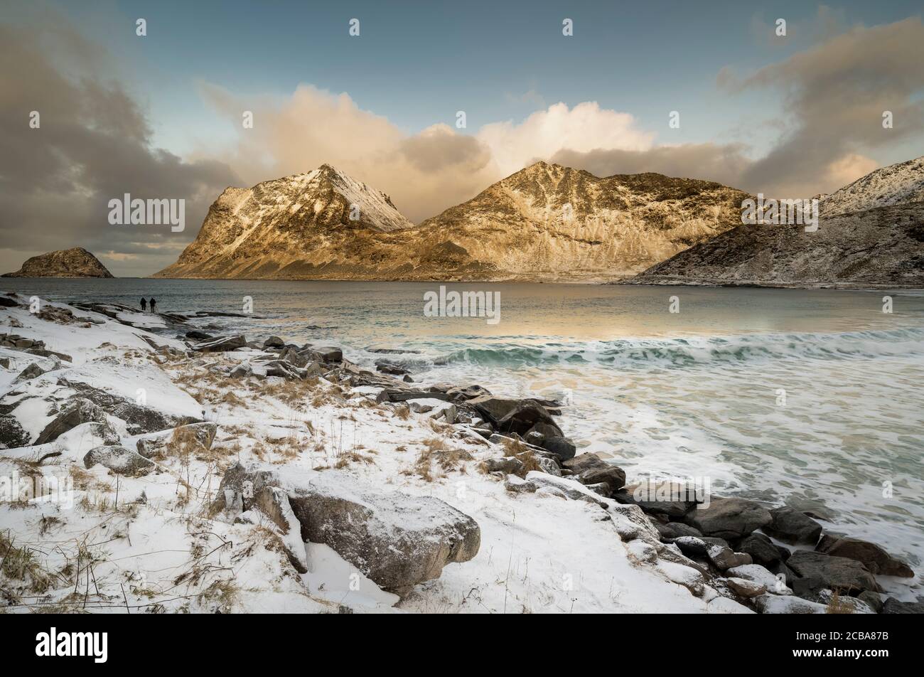 HAUKLAND STRAND LOFOTEN INSELN NORWEGEN Stockfoto