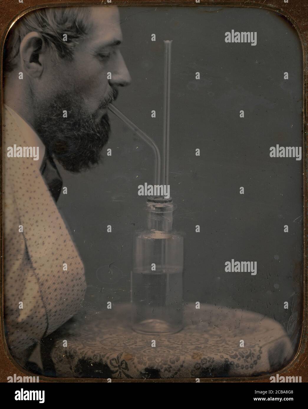 James Hyatt Inhaling Chlorine Gas, 1850-55. Stockfoto