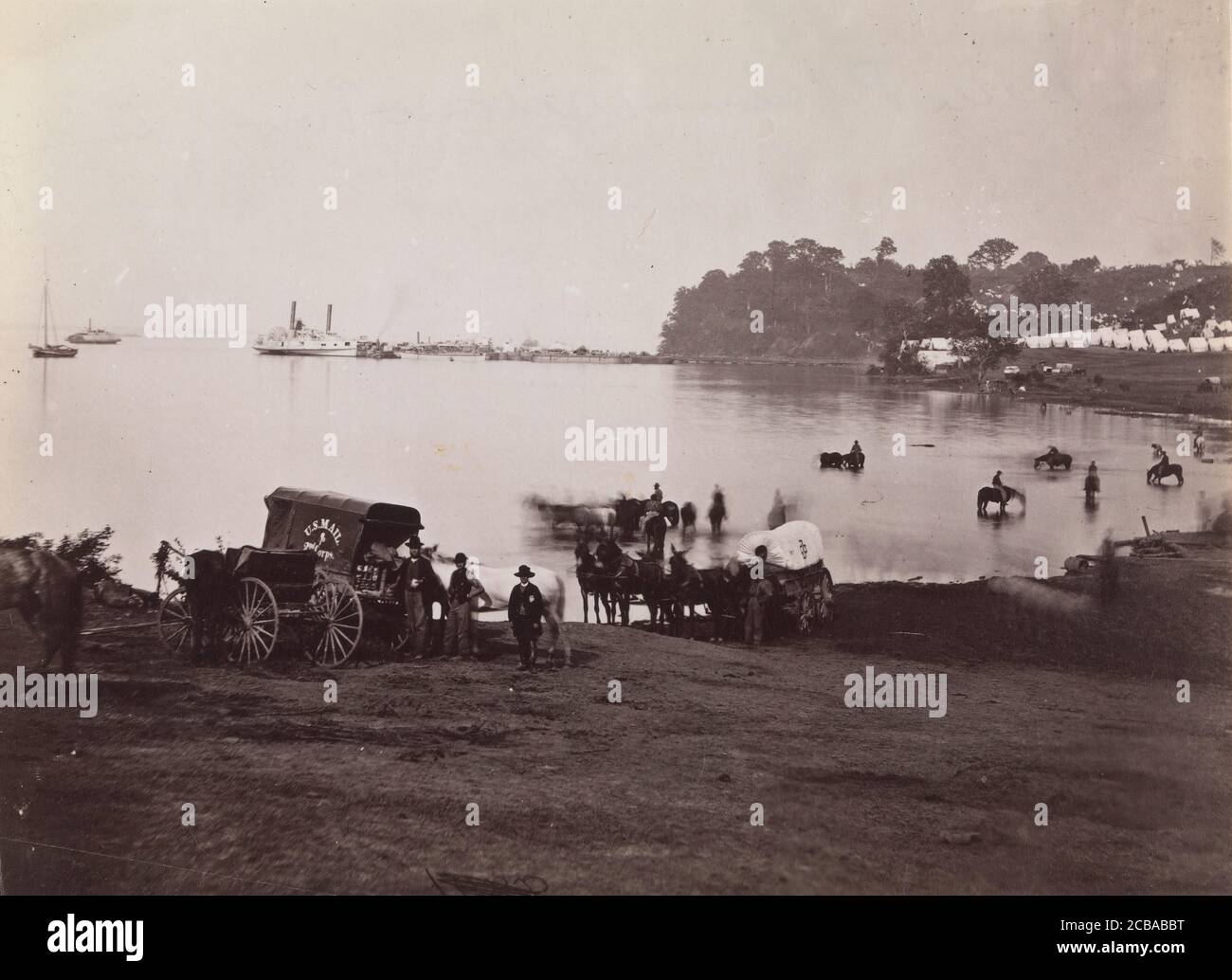 Belle Plain. Fernansicht von Landing, 1864. Früher Mathew B. Brady zugeschrieben. Stockfoto