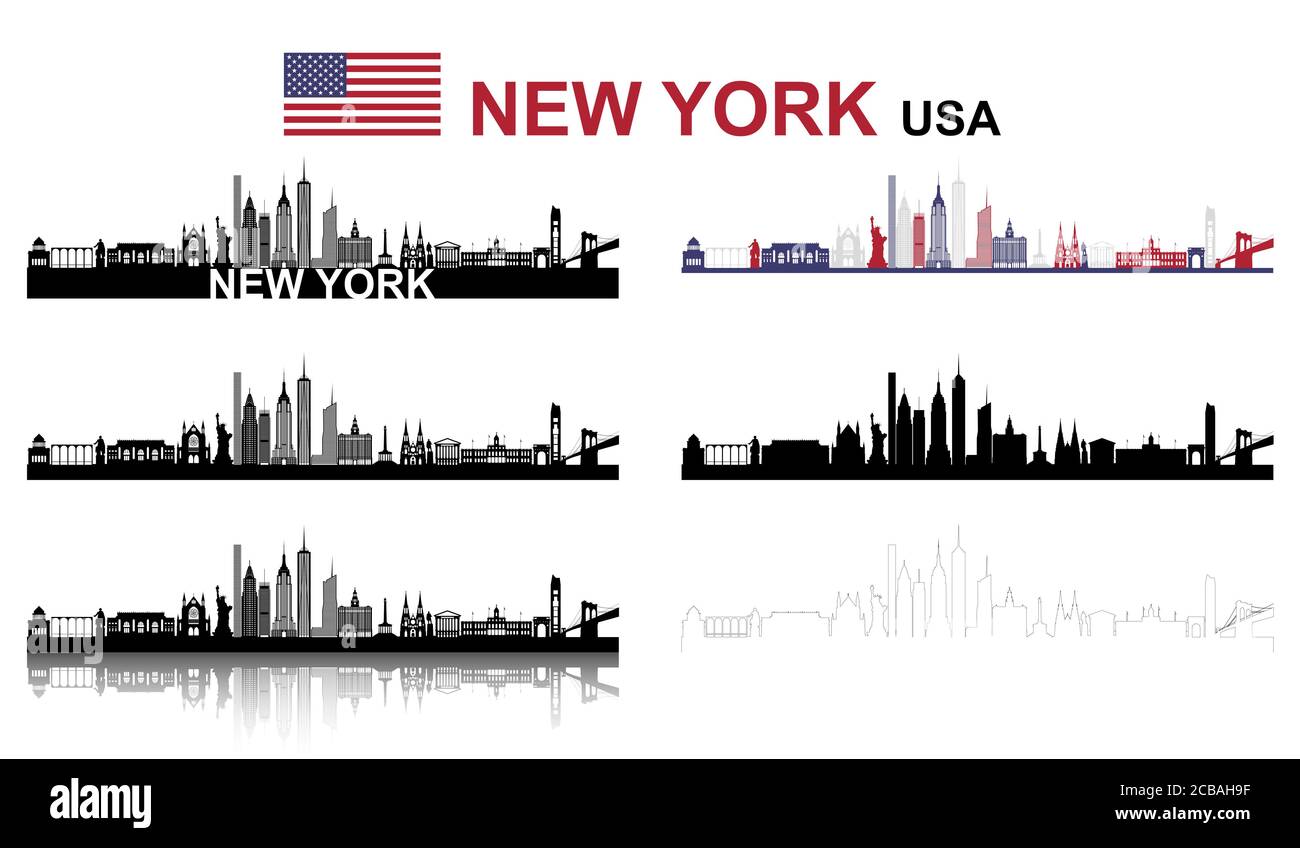 Illustration von New York City Websites für Web und mobile Design isoliert auf weißem Hintergrund Stockfoto