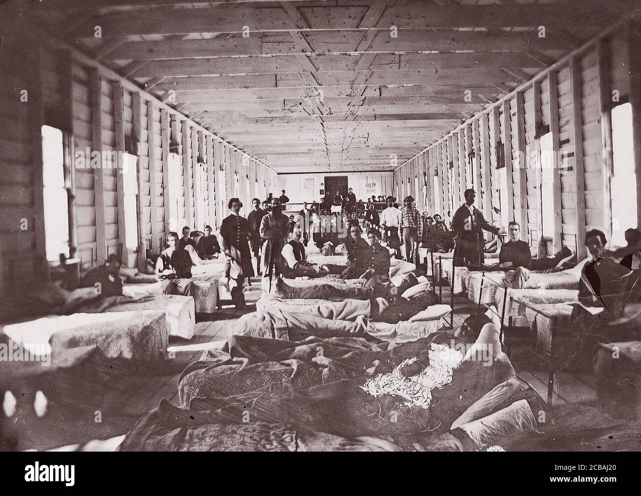 Station im Krankenhaus. Erholungslager, Alexandria Virginia, 1861-65. Früher Mathew B. Brady zugeschrieben. Stockfoto
