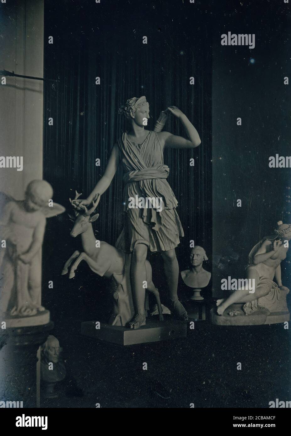 Sculpture Gallery, Boston Athenaeum, ca. 1855. Stockfoto
