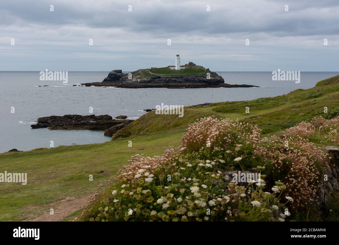 Leuchtturm, Godrevy Point, Cornwall, Großbritannien Stockfoto