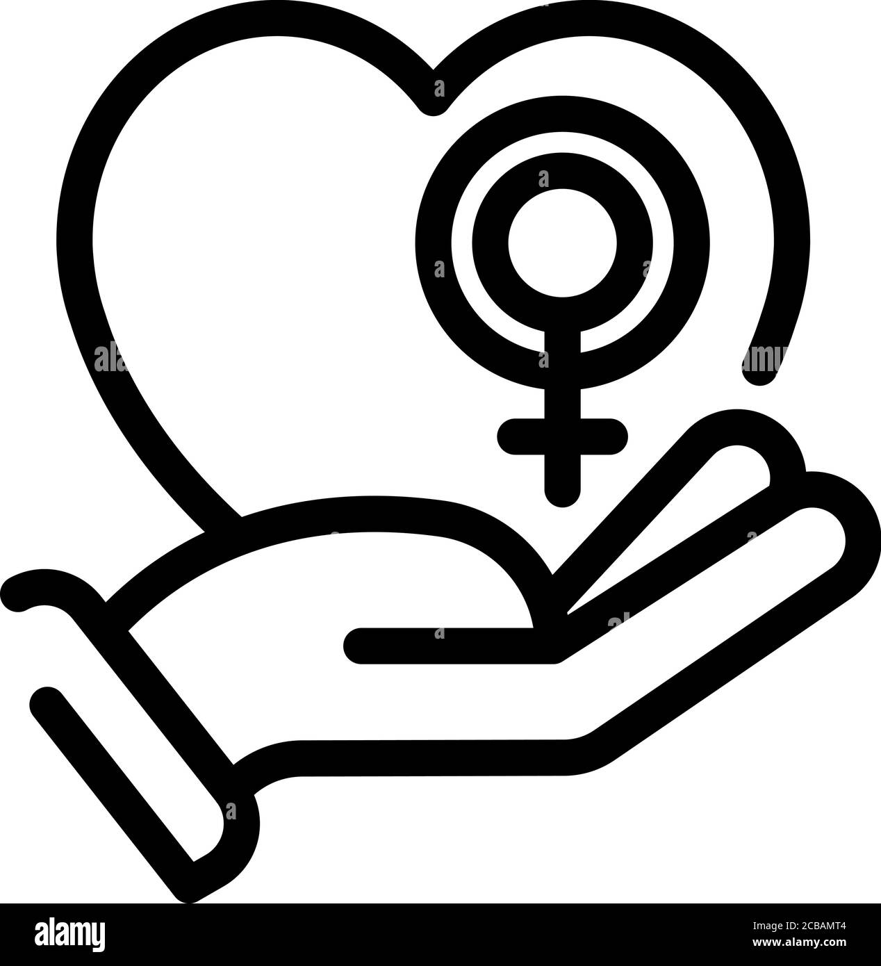 Frau Ermächtigung Herzpflege Symbol, skizzieren Stil Stock Vektor