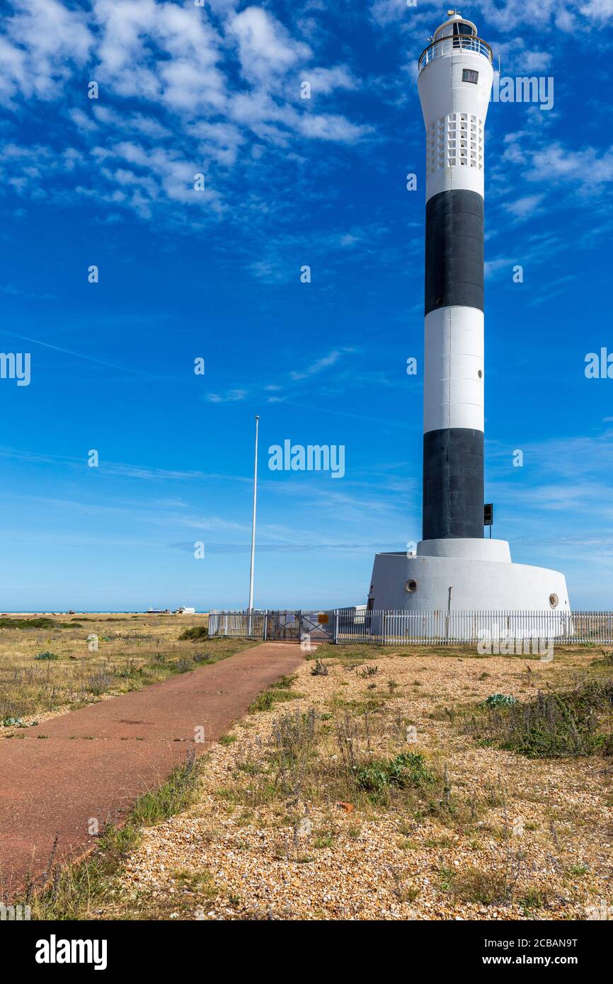 Der neue Leuchtturm am Dungeness Point in Kent, England Stockfoto