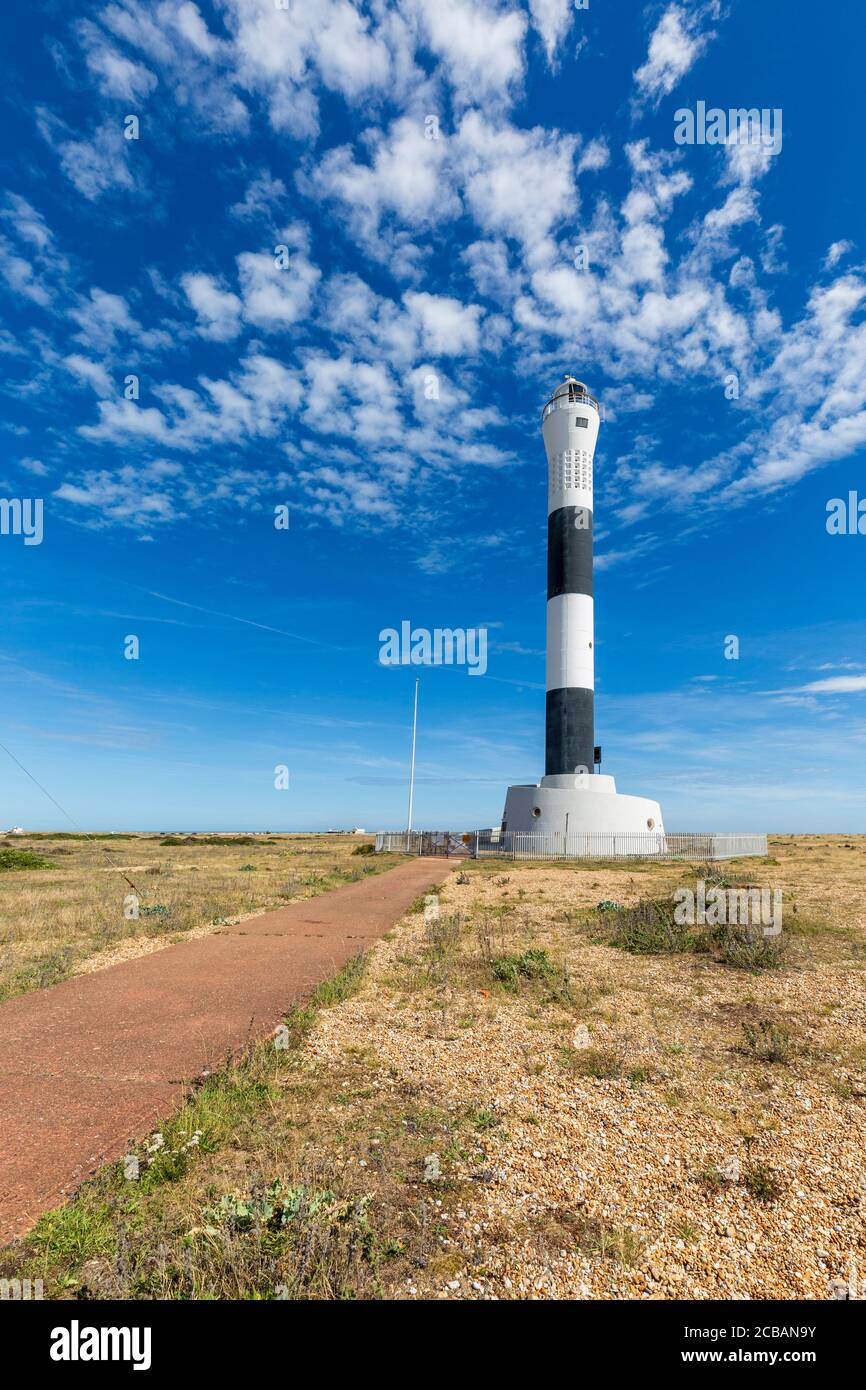 Der neue Leuchtturm am Dungeness Point in Kent, England Stockfoto