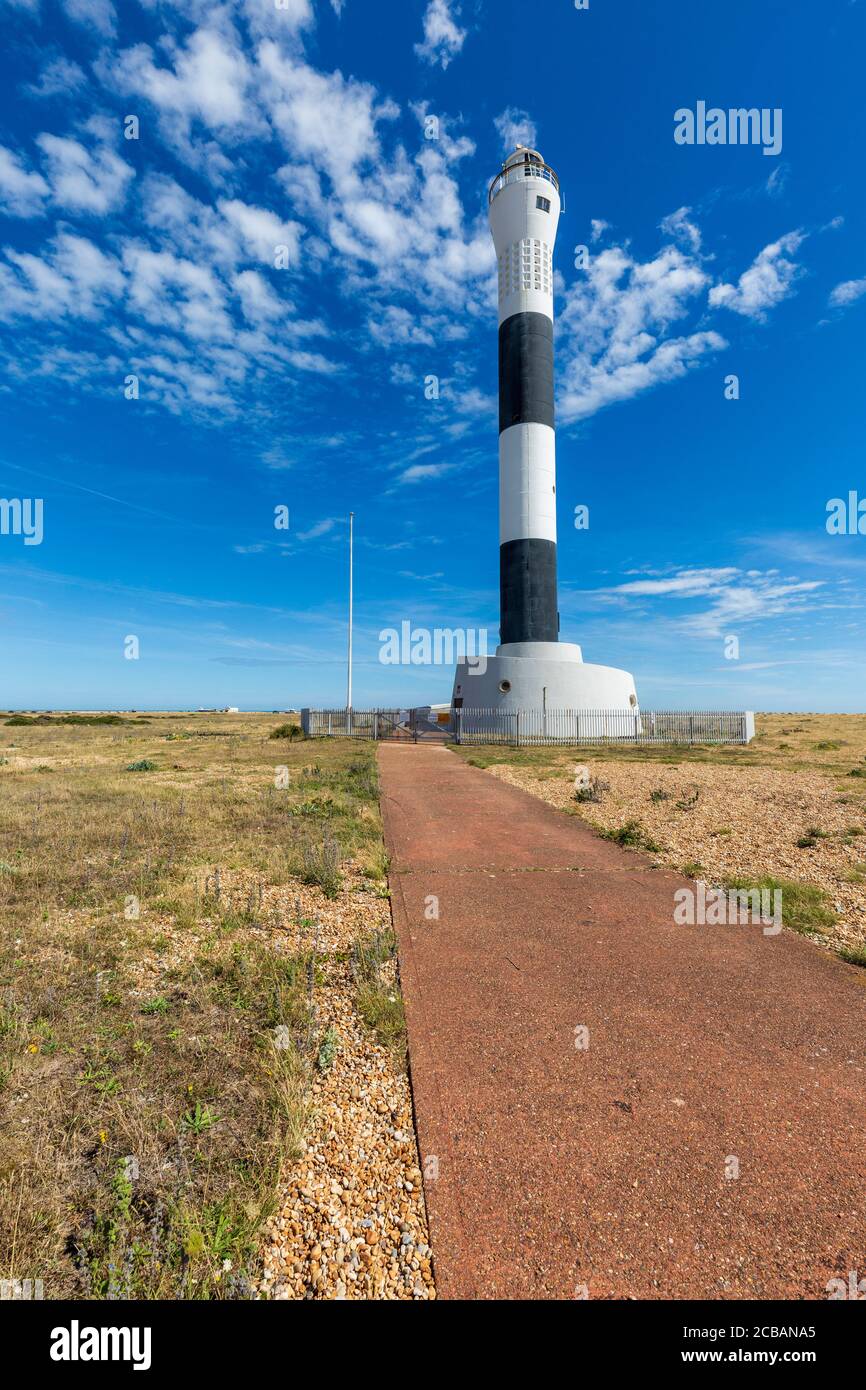 Der neue Leuchtturm am Dungeness Point in Kent, England Stockfoto