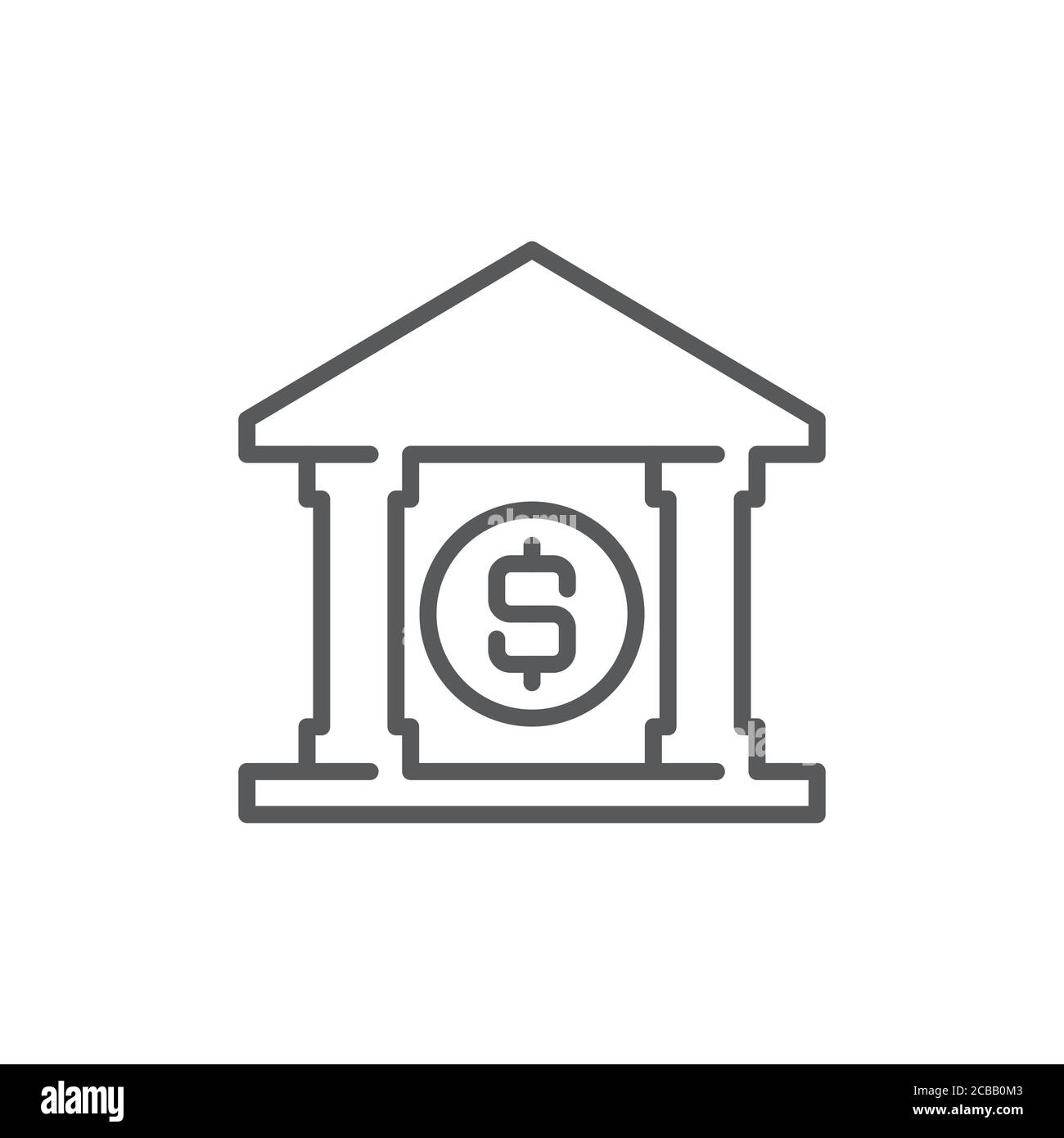 Vektorsymbol für Bankgebäude auf weißem Hintergrund isoliert Stock Vektor