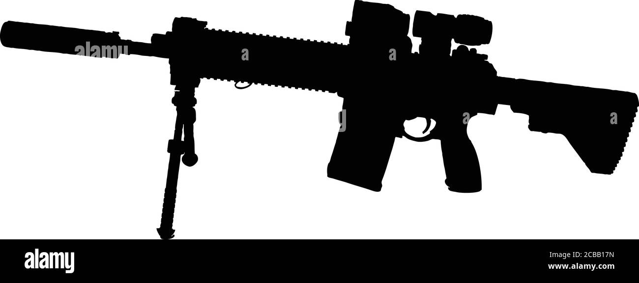 Vektor-Illustration von Maschinengewehr Silhouette Stock Vektor