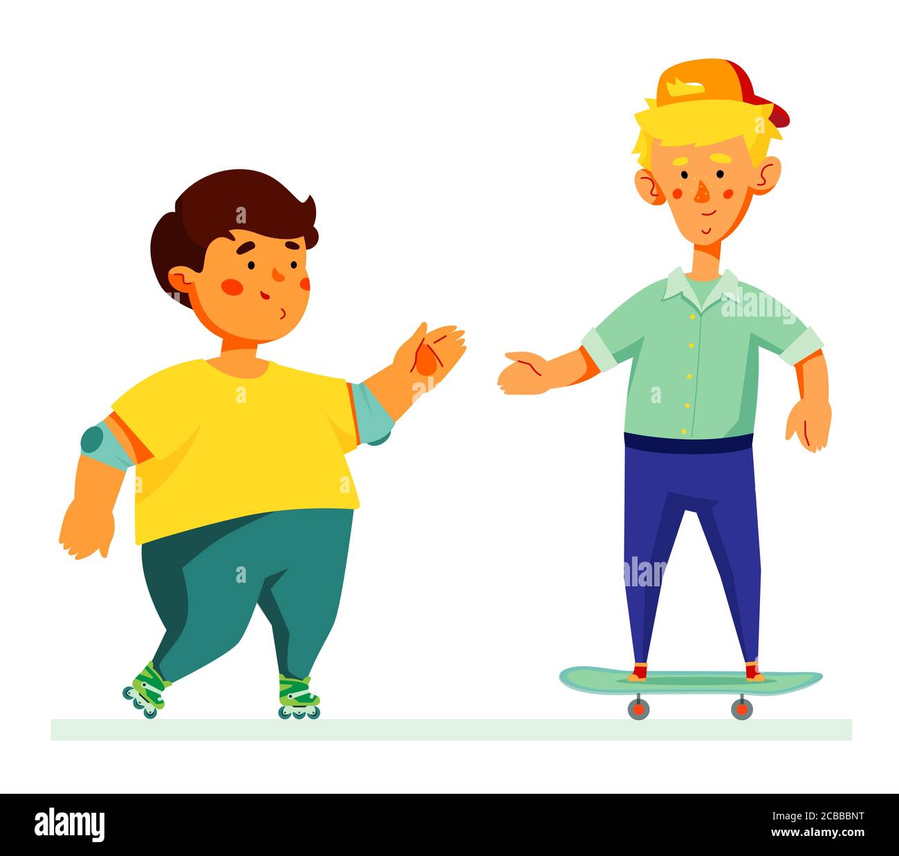 Glückliche Kinder spielen im Freien - flache Design Stil Illustration Stock Vektor