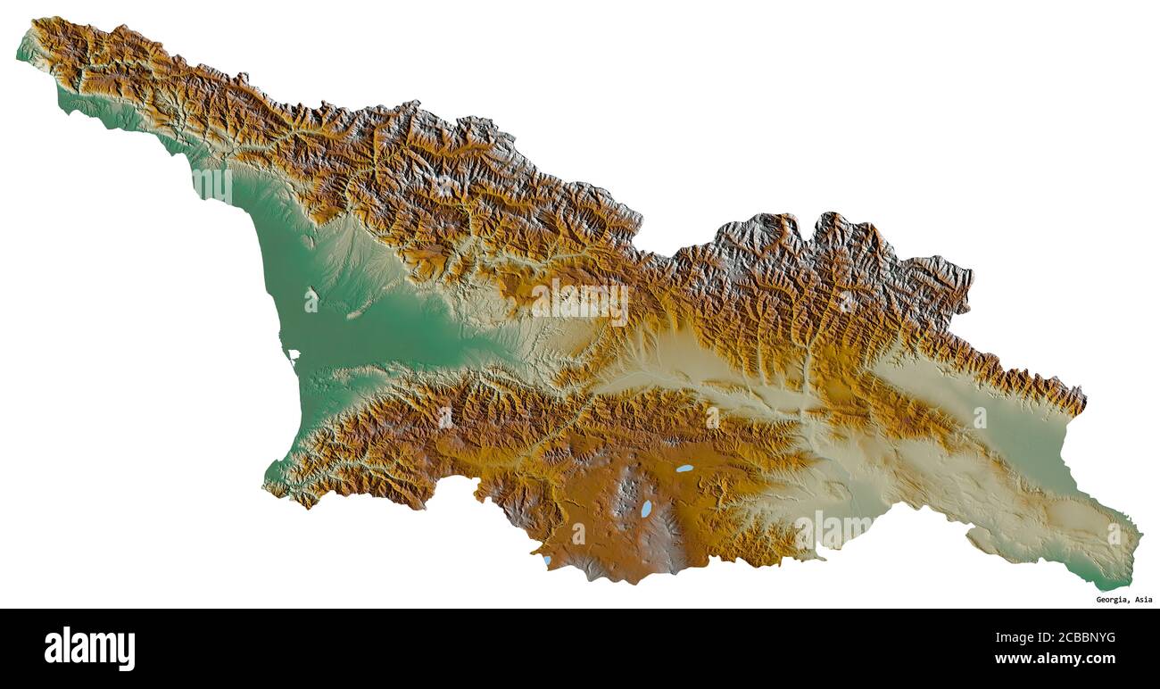 Form von Georgien mit seiner Hauptstadt isoliert auf weißem Hintergrund