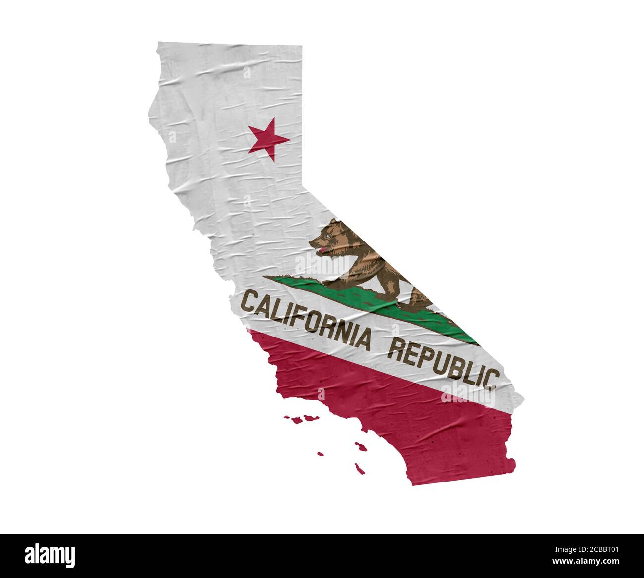 Karte des US-Bundesstaates Kalifornien mit Grunge-Flagge Stockfoto