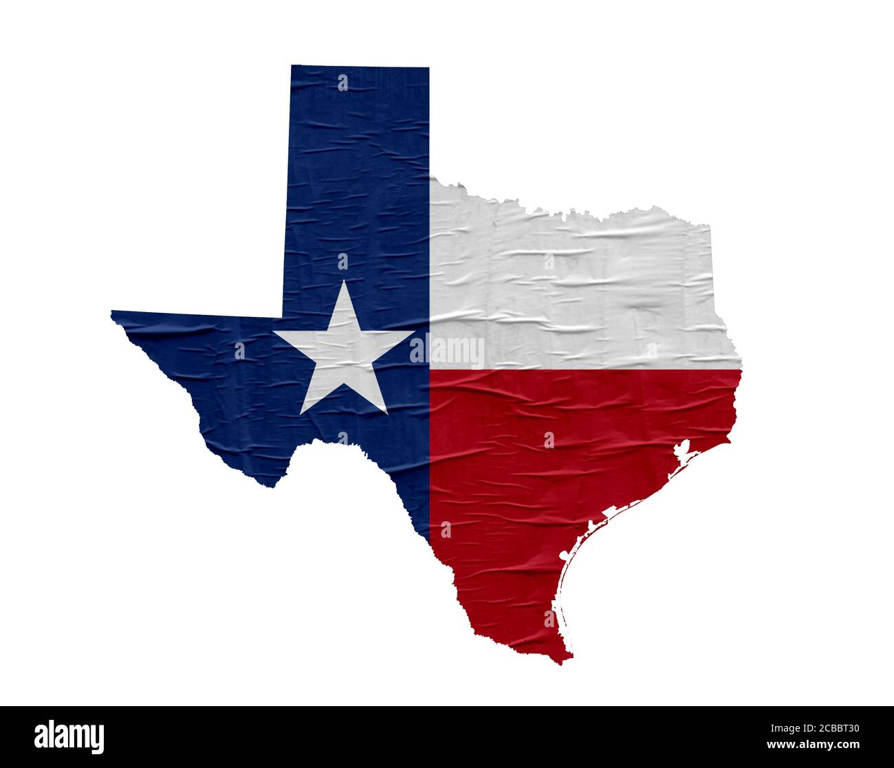 US-Staat Texas Karte mit Flagge auf alten Papier Design Stockfoto